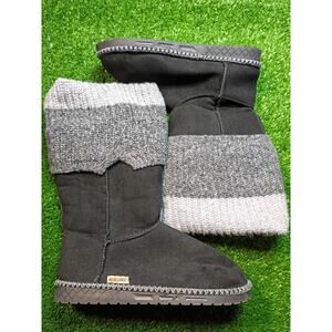 MUK LUKS Women's Jackie Boots - Knit & Faux Suede Sz 10W